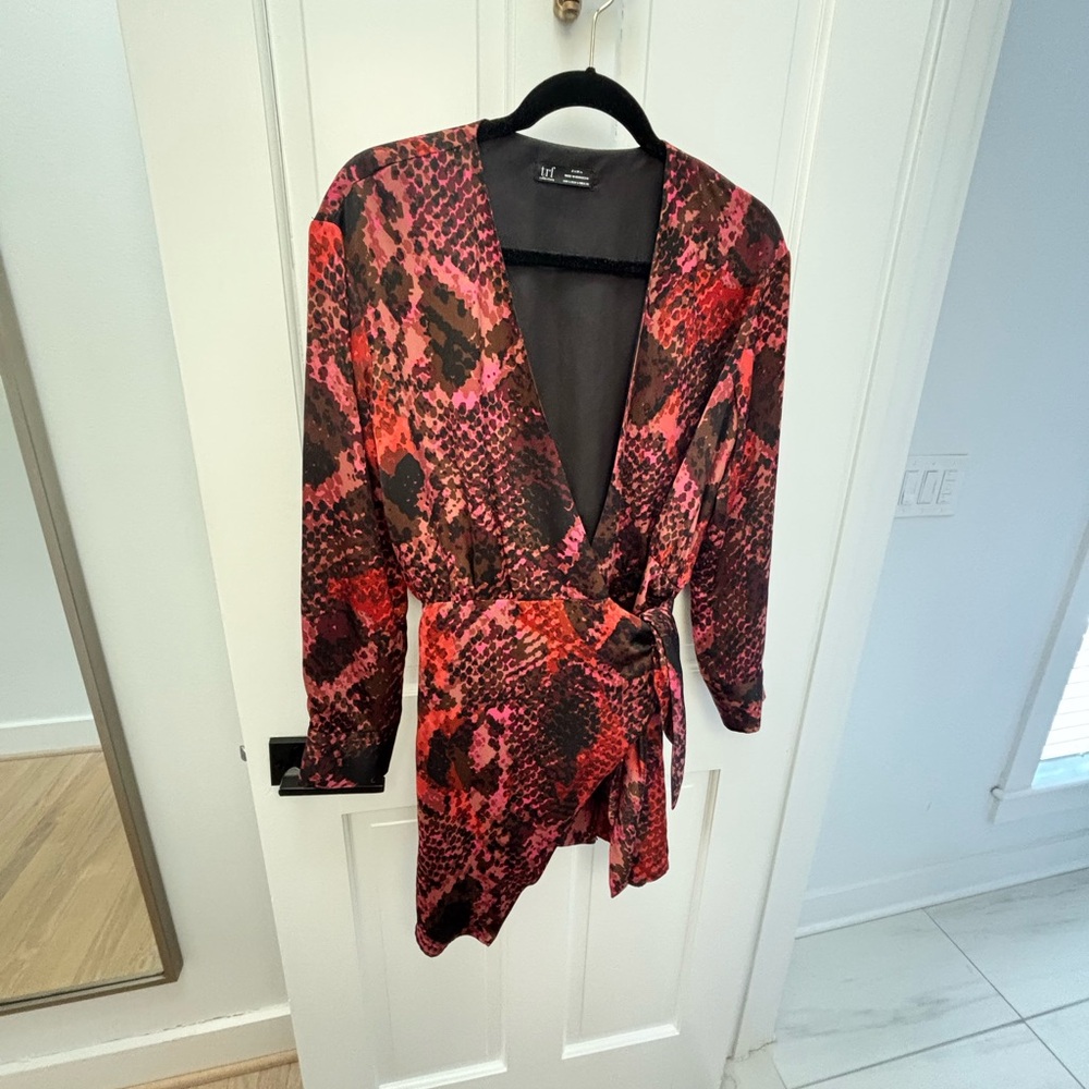 Zara Pink and Black Snake Print Mini Dress